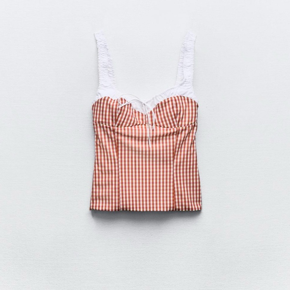 NWT Zara mixed gingham top 🍒